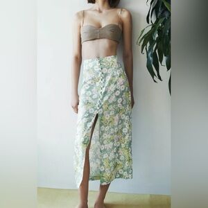 Zara high waisted floral midi skirt size small